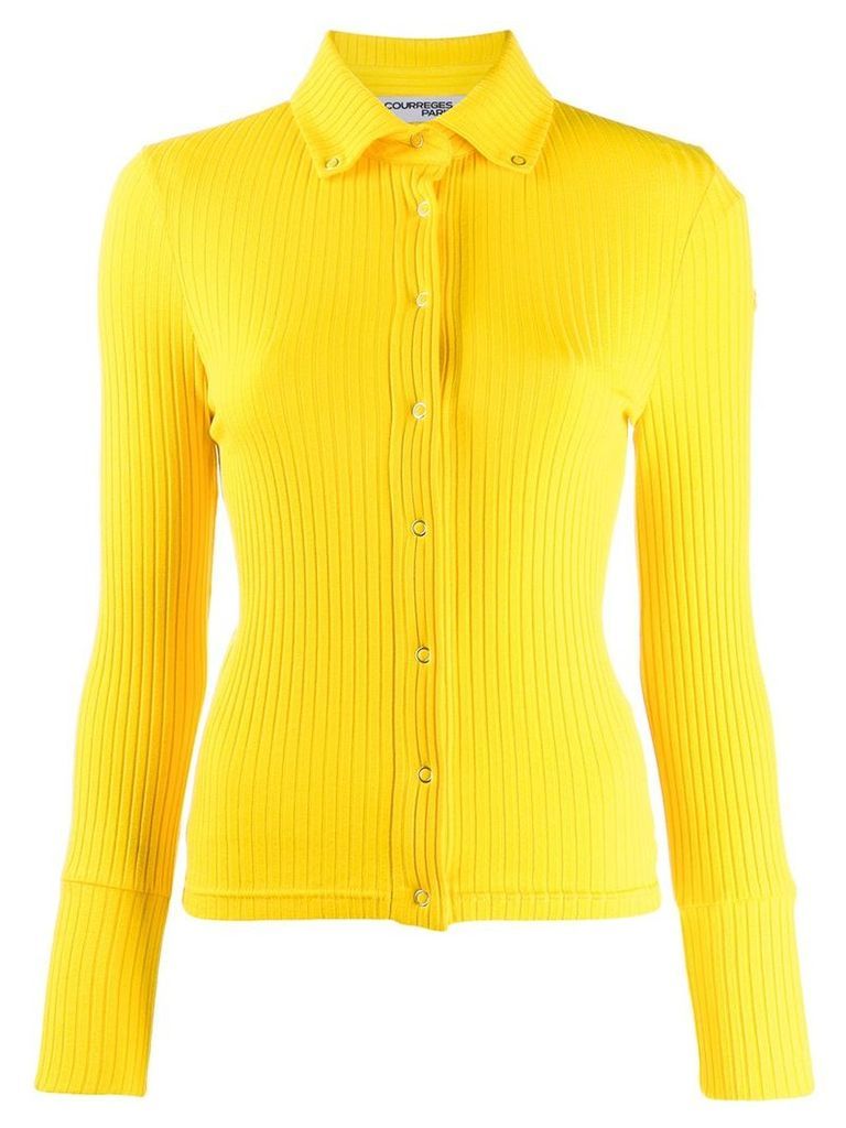 Courrèges snap button ribbed top - Yellow