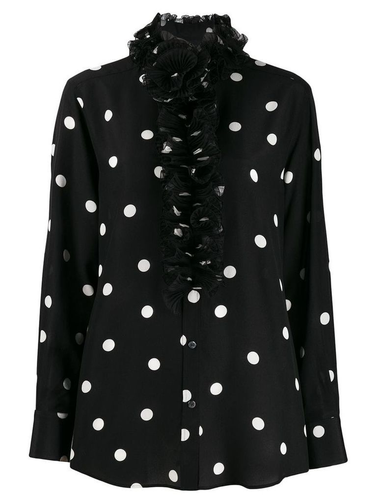 Dolce & Gabbana ruffled collar polka dot blouse - Black
