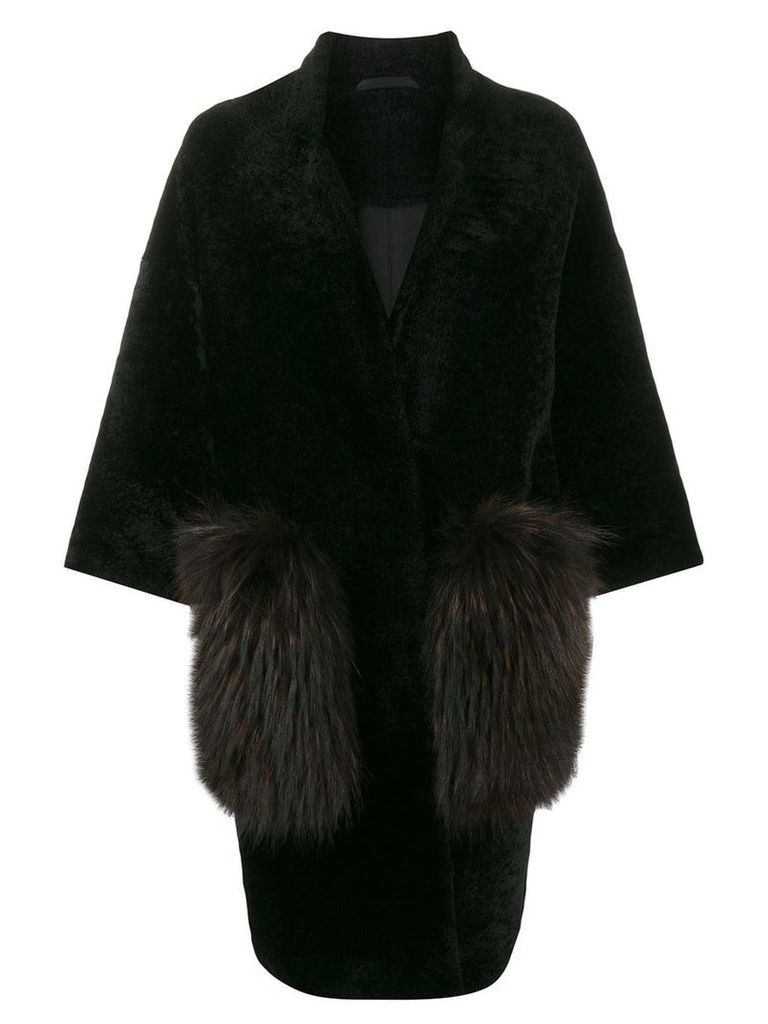 S.W.O.R.D 6.6.44 oversized shearling coat - BLACK BROWN