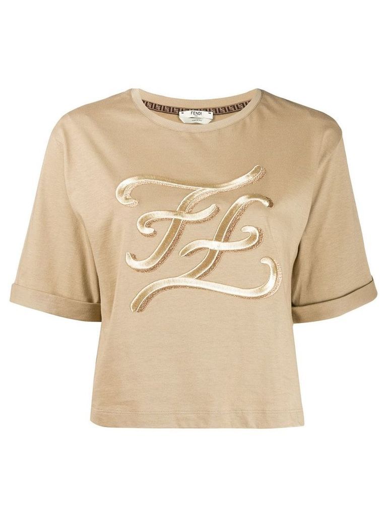 Fendi karligraphy logo t-shirt - NEUTRALS