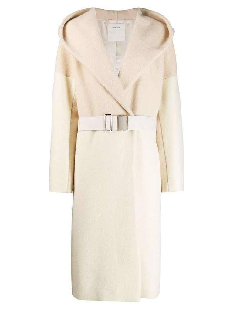 SPORTMAX colour block hooded coat - White