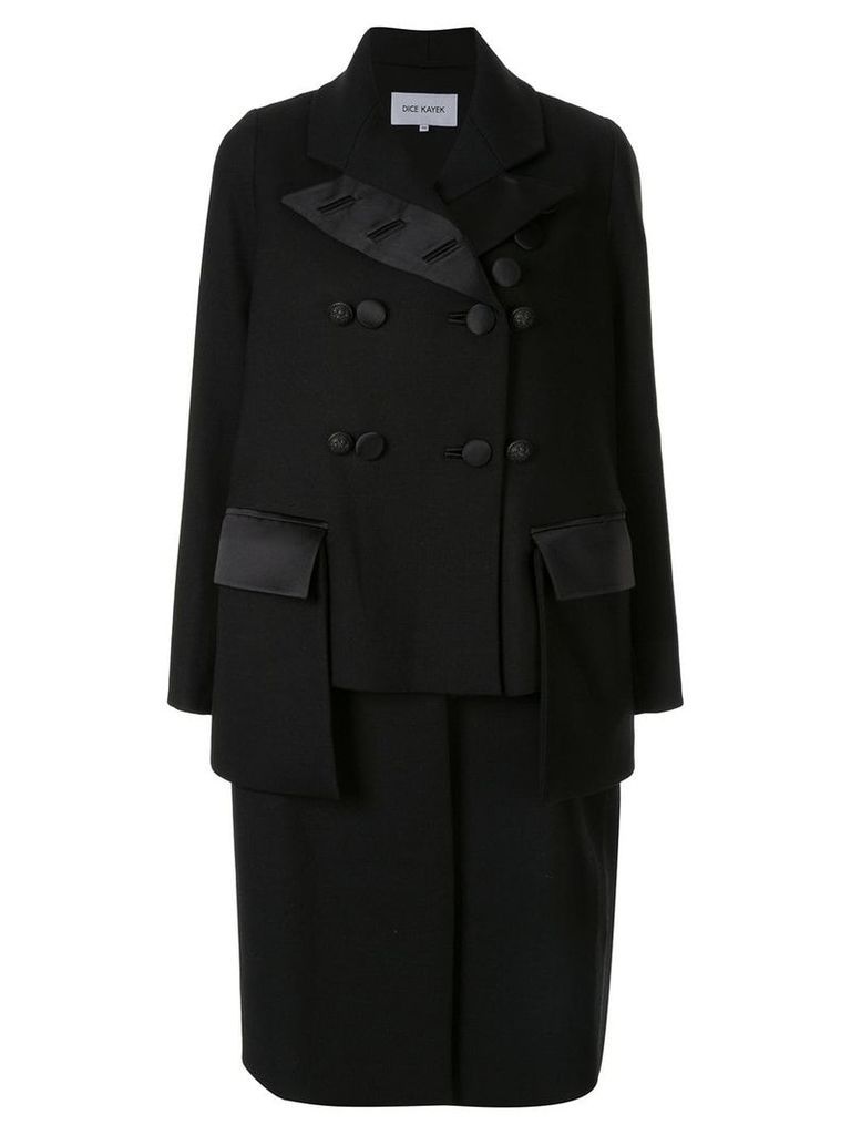 Dice Kayek deconstructed double breasted coat - Black