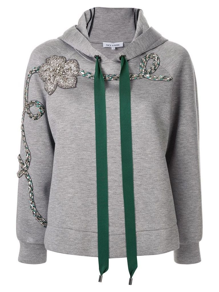 Dice Kayek floral embellished hoodie - Grey