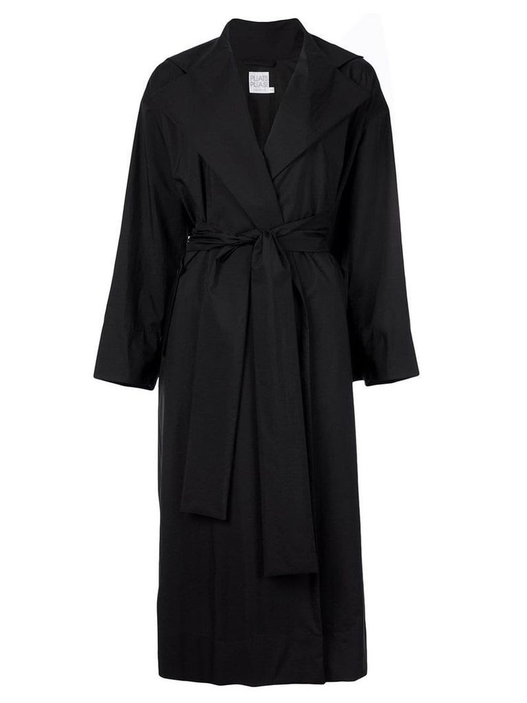 Pleats Please Issey Miyake wide collar trench coat - Black