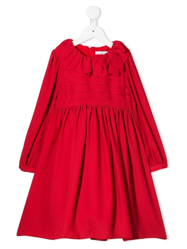 Patachou ruffled neck dress - Red