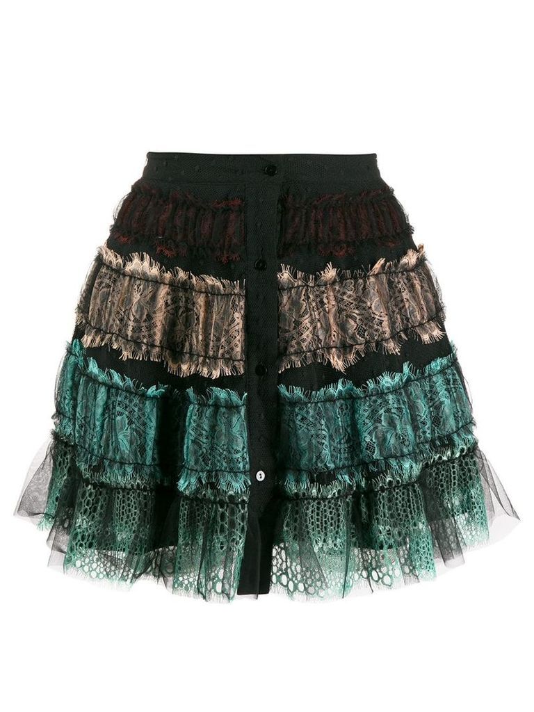 Wandering lace ruffled skirt - Black