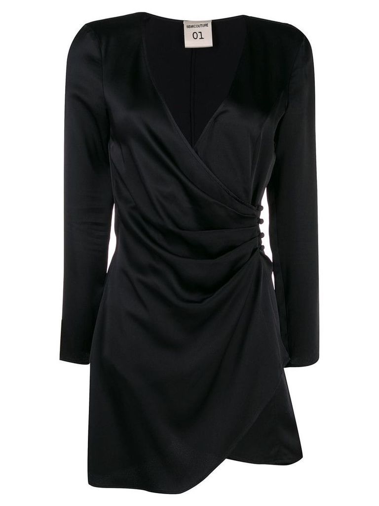 Semicouture satin wrap-effect dress - Black