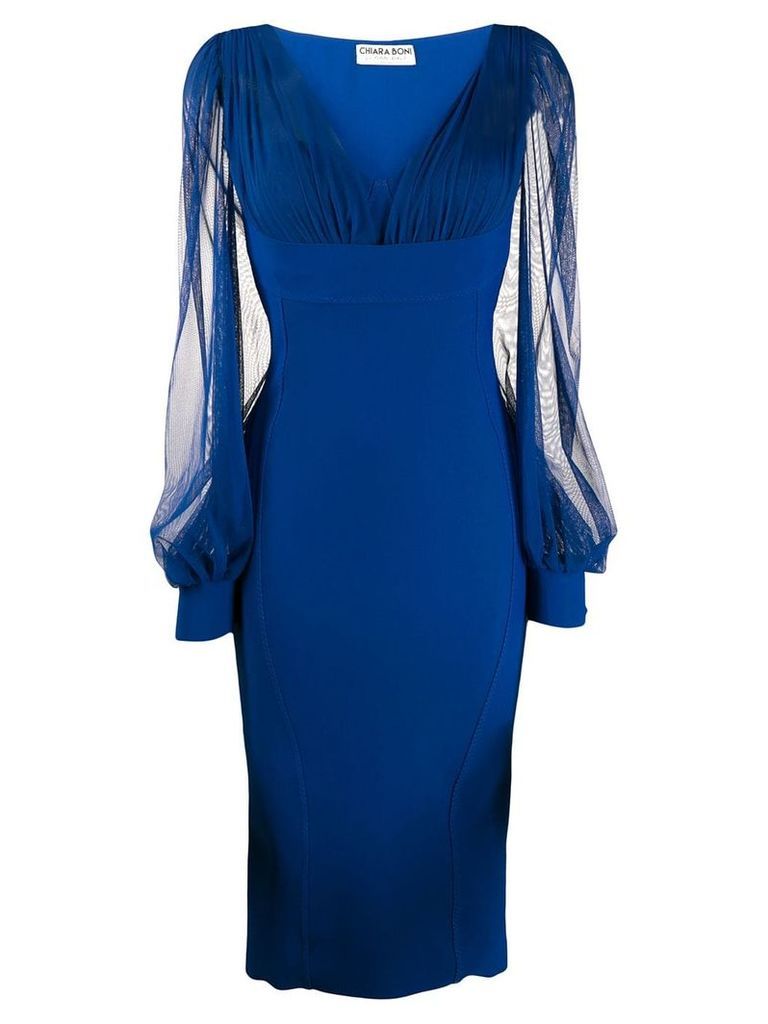 Le Petite Robe Di Chiara Boni sheer sleeve midi dress - Blue