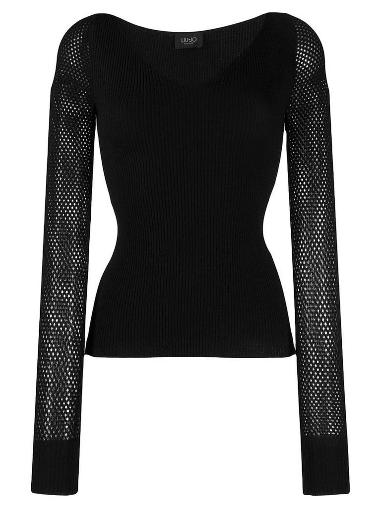 LIU JO mesh-panelled knitted top - Black