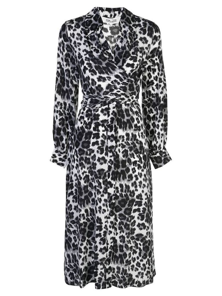Diane von Furstenberg heritage snow cheetah wrap dress - Grey