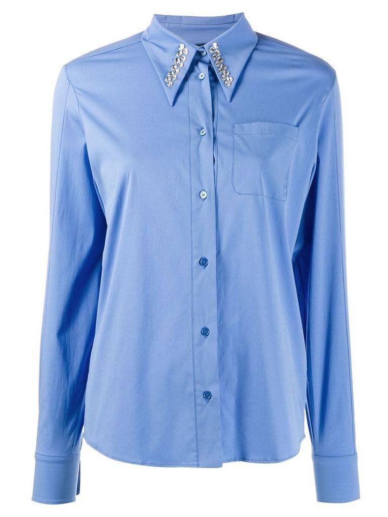 Rochas crystal-embellished poplin shirt - Blue