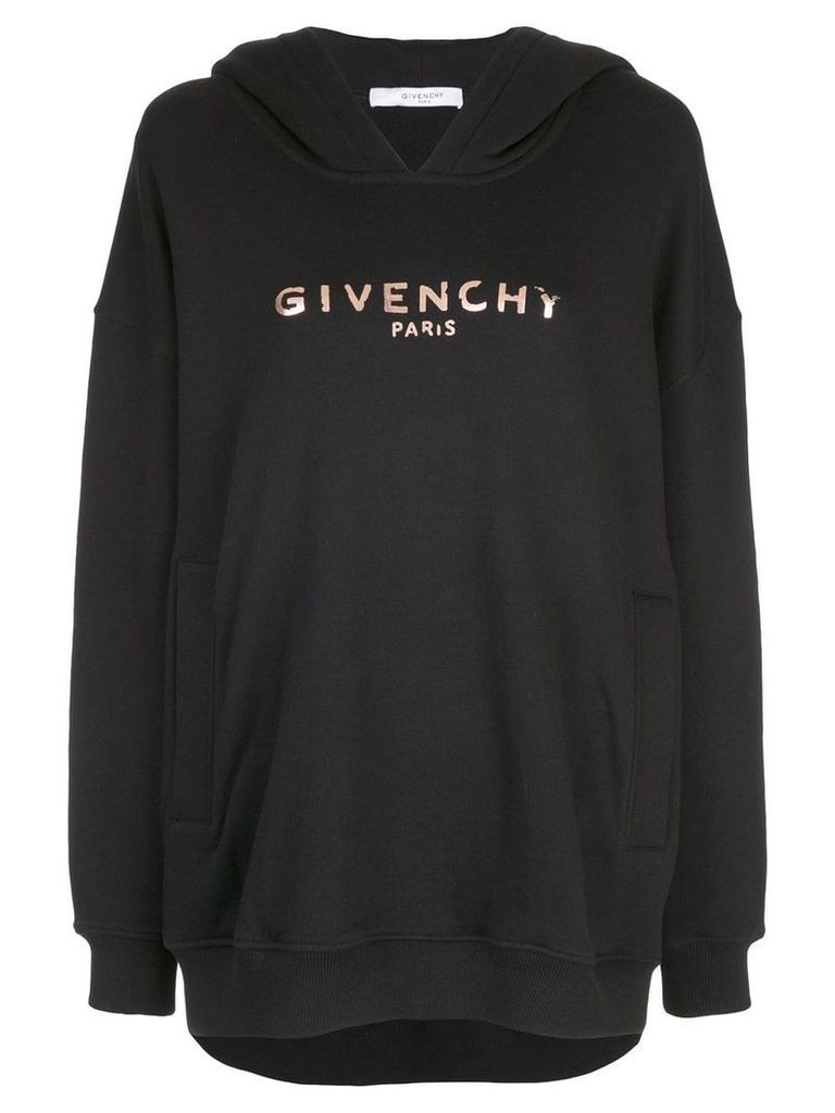 Givenchy metallic logo print hoodie - Black