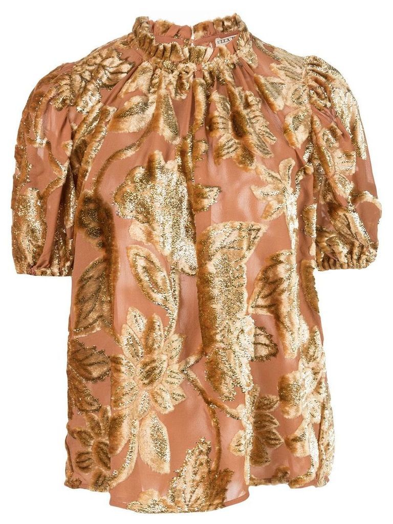 Ulla Johnson cuffed sleeve floral T-shirt - GOLD