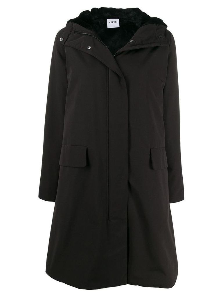 Aspesi padded hooded midi coat - Black
