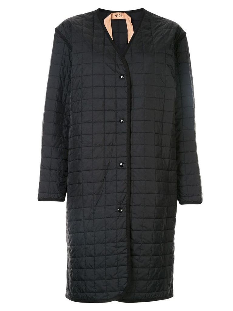 Nº21 padded grid coat - Black