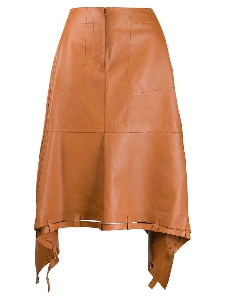 Loewe asymmetric leather skirt - Brown
