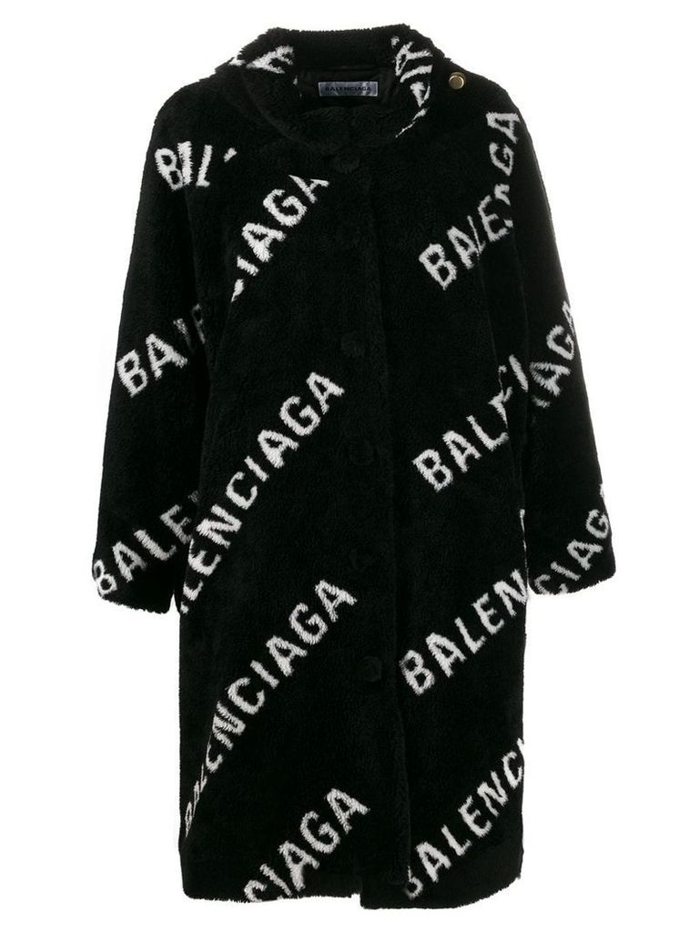 Balenciaga all over logo coat - Black