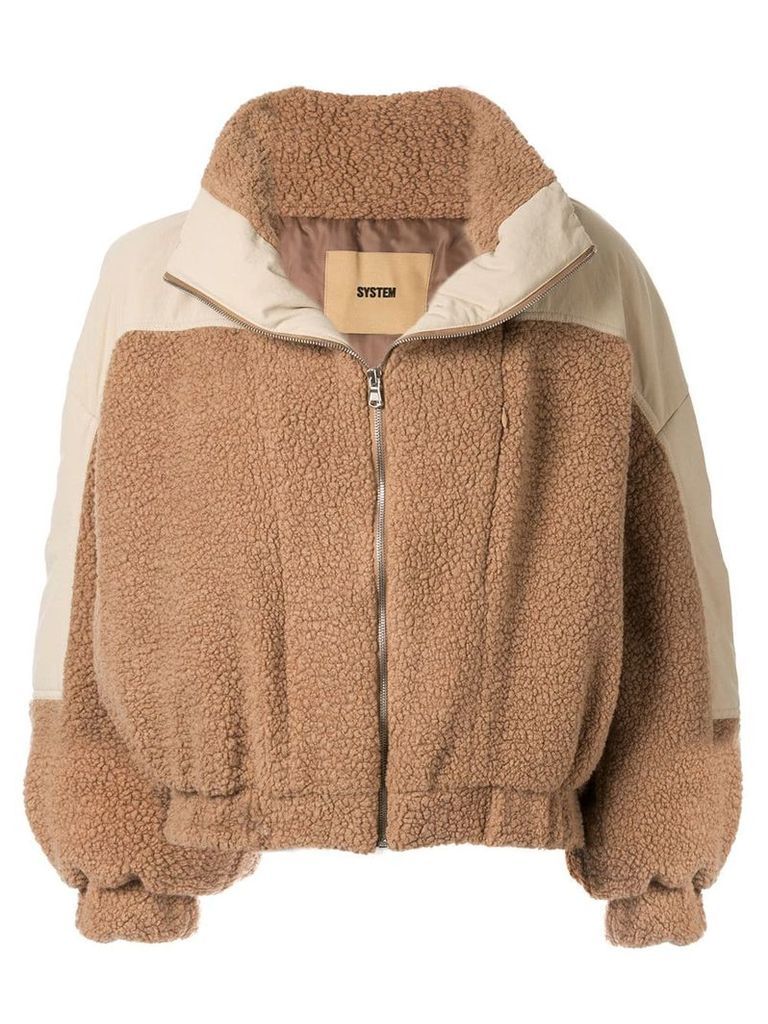 System oversized panelled jacket - Brown