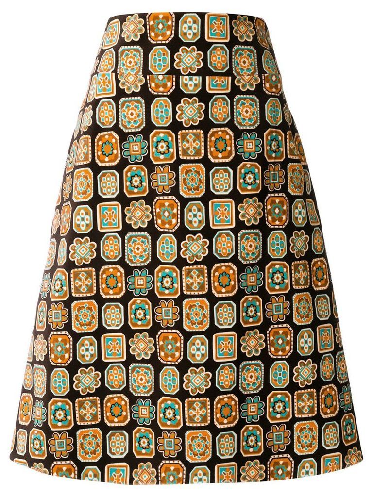 La Doublej a-line piastrelle skirt - Brown