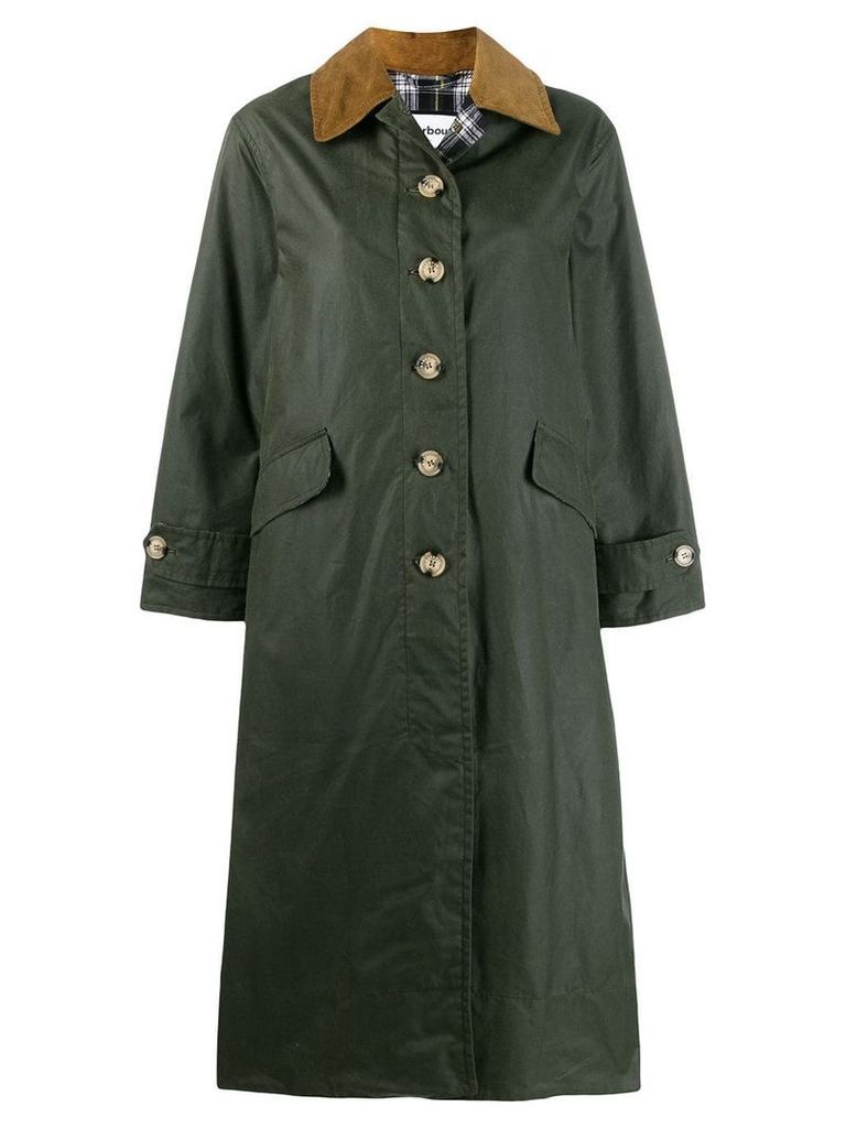 Barbour check lined single-breasted coat - Green