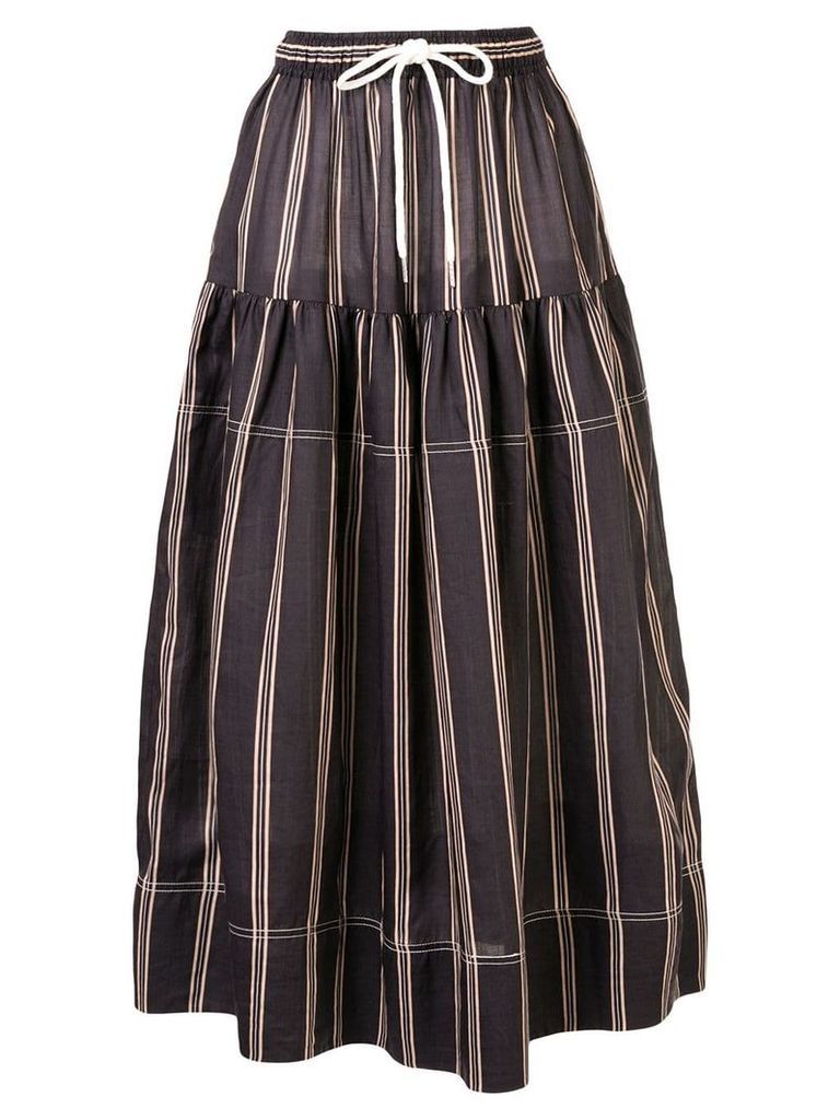 Lee Mathews striped midi skirt - Black