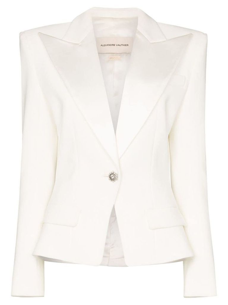 Alexandre Vauthier crystal-button structured blazer - White