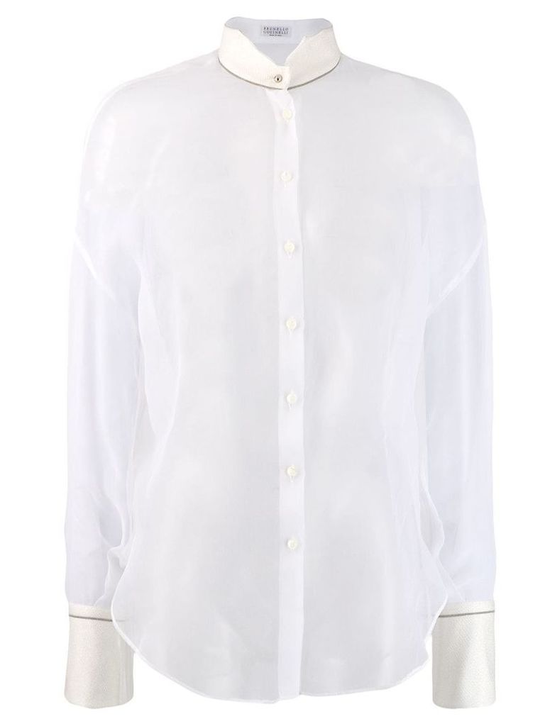 Brunello Cucinelli textured collar shirt - White