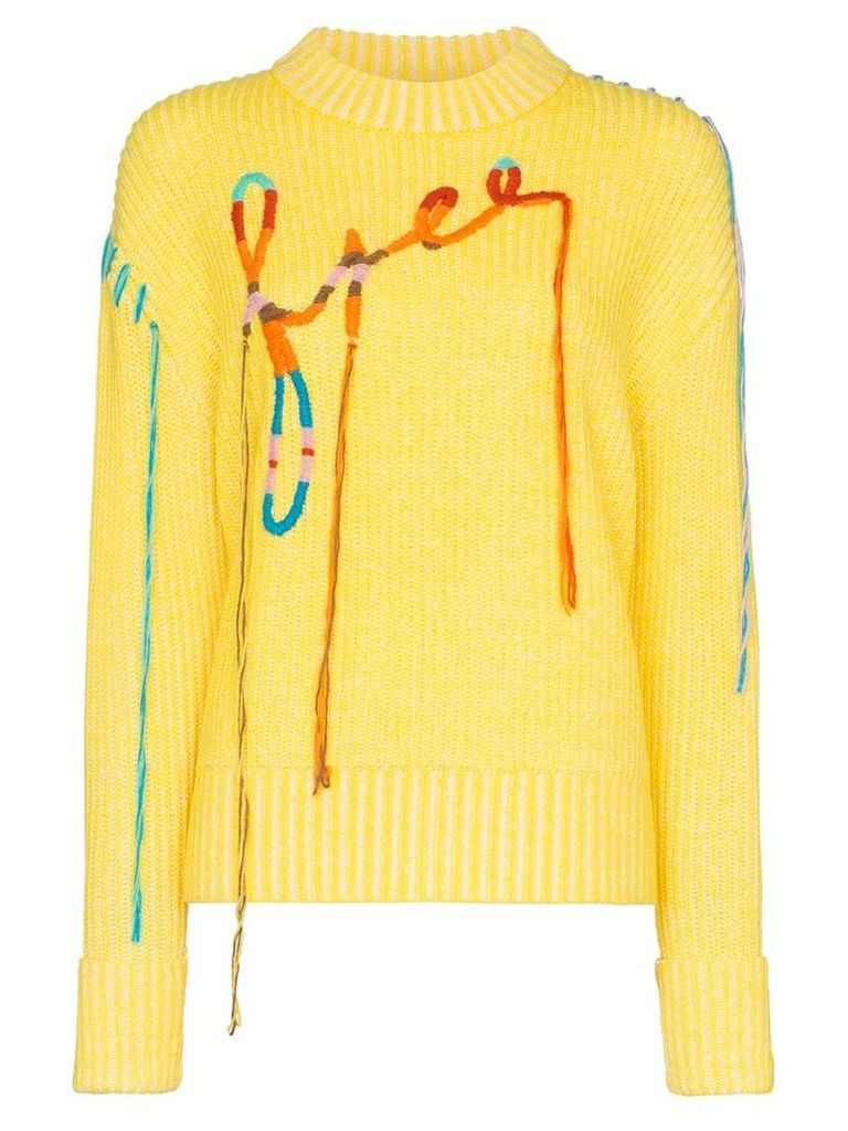Mira Mikati embroidered ribbed jumper - Yellow