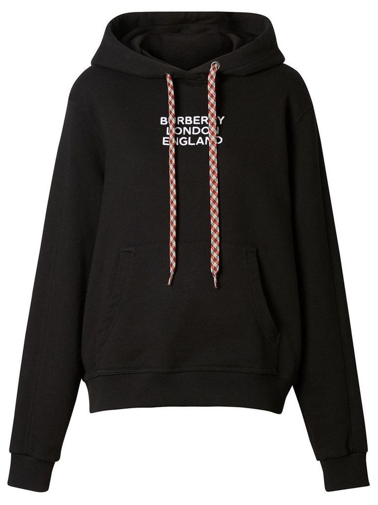 Burberry oversized logo-embroidered hoodie - Black