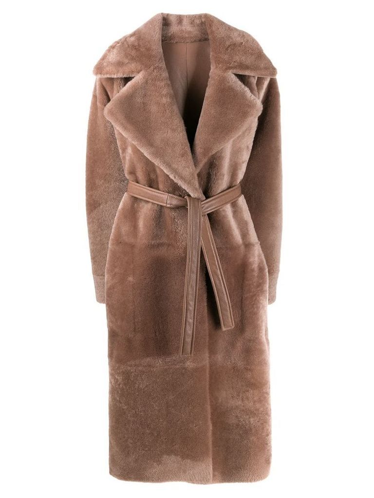 Blancha shearling midi coat - NEUTRALS