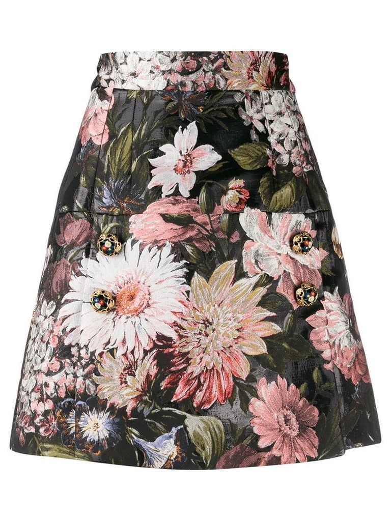Dolce & Gabbana floral A-line skirt - Black