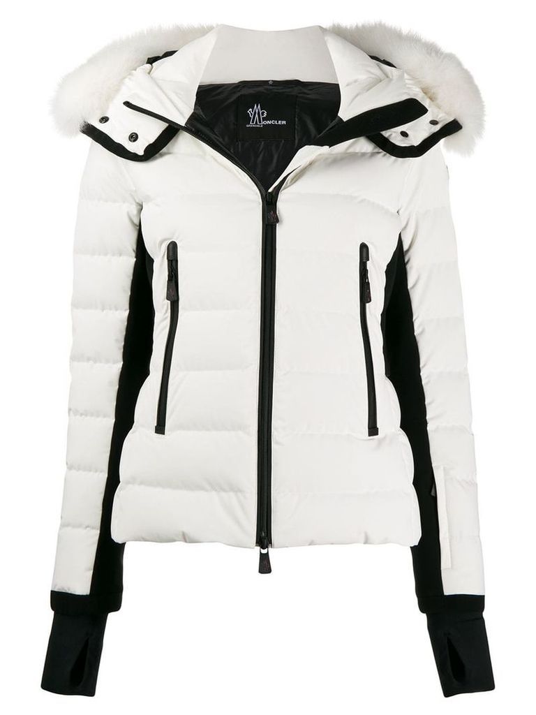 Moncler Grenoble fur trim hooded padded jacket - White