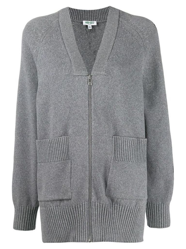 Kenzo knitted logo zip-up cardigan - Grey
