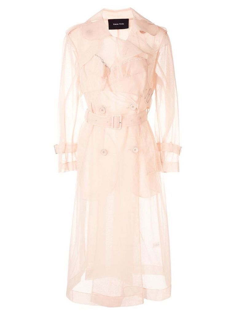 Simone Rocha sheer double breasted trench coat - NEUTRALS