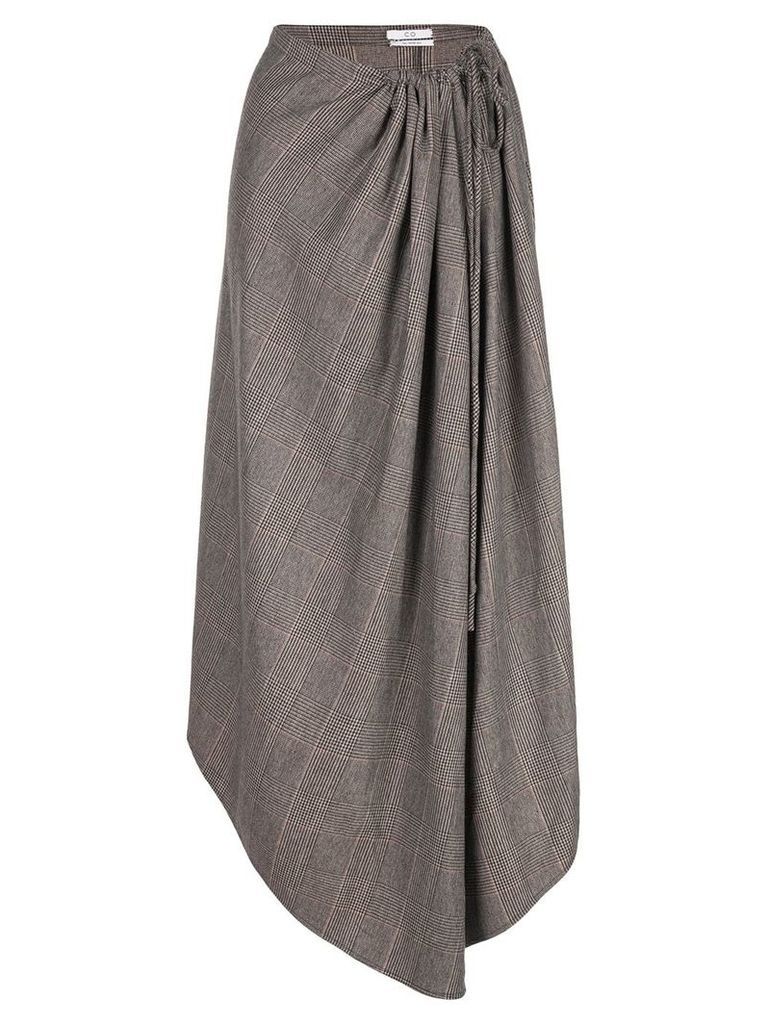Co asymmetric checked skirt - Brown