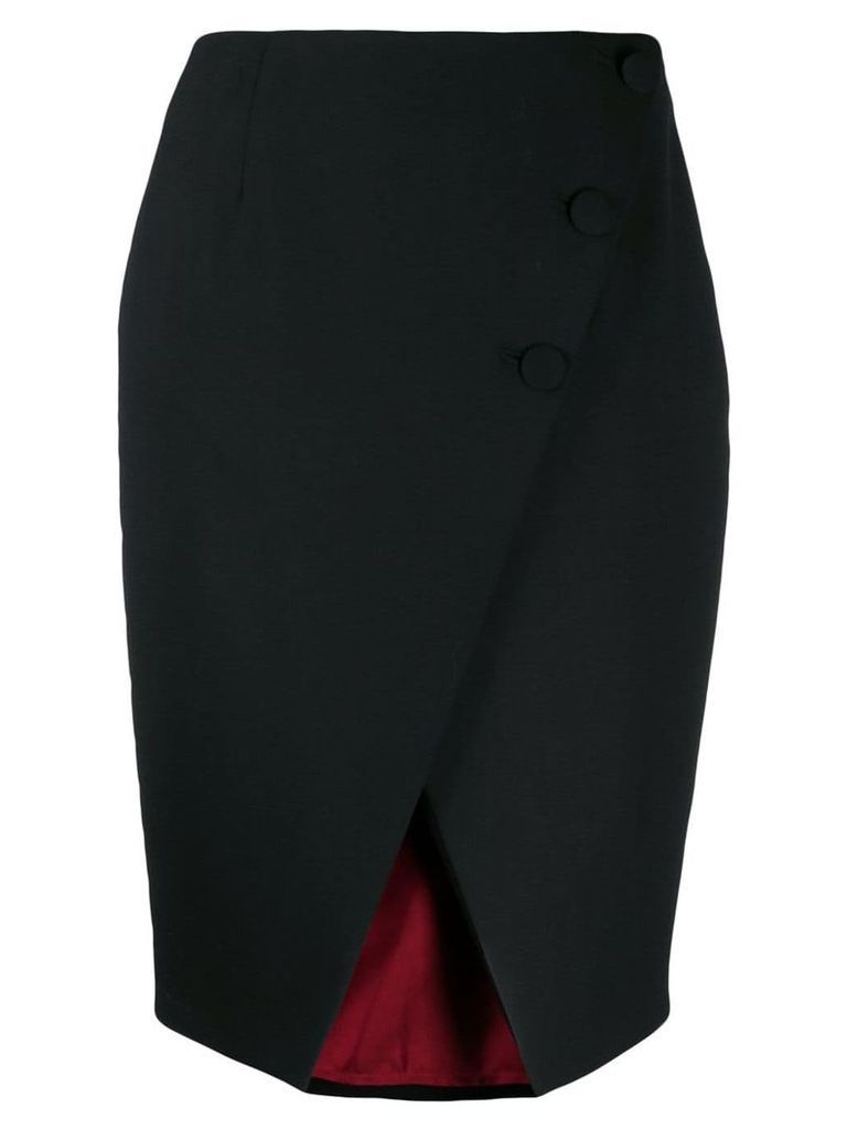 Sara Battaglia button detail skirt - Black
