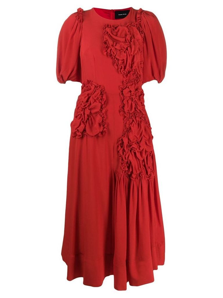 Simone Rocha floral apliqué midi dress - Red