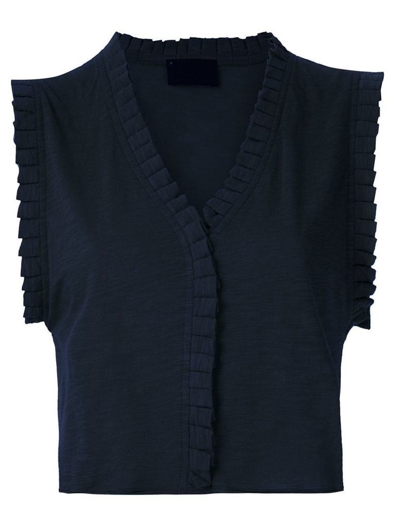 Andrea Bogosian pleated trim Poncho blouse - Black
