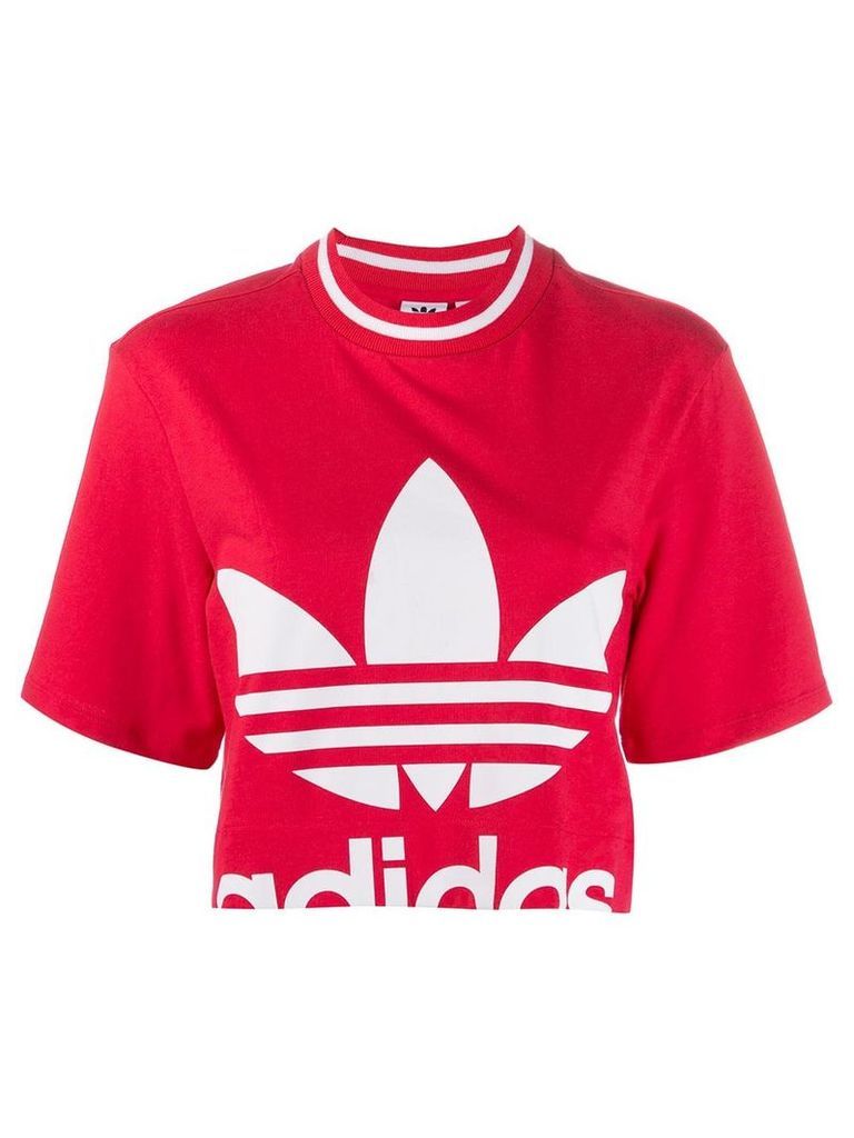 adidas logo print cropped T-shirt - PINK