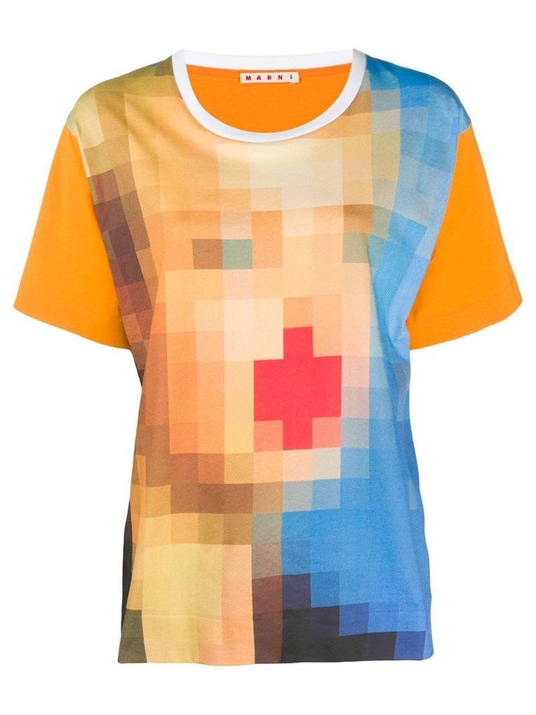 Marni digital print oversized t-shirt - ORANGE