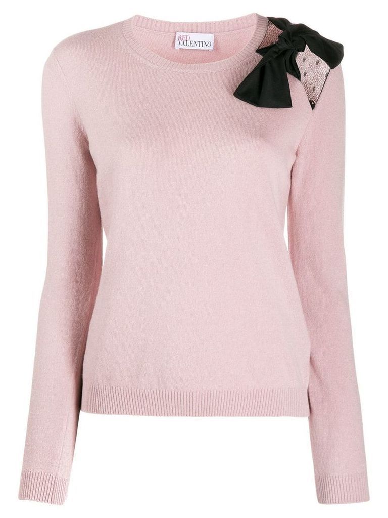 Red Valentino bow detailed knitted top - PINK