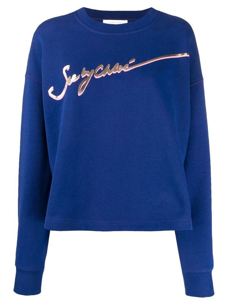 See By Chloé logo print sweatshirt - Blue