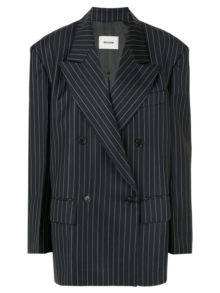 We11done striped double breasted blazer - Black