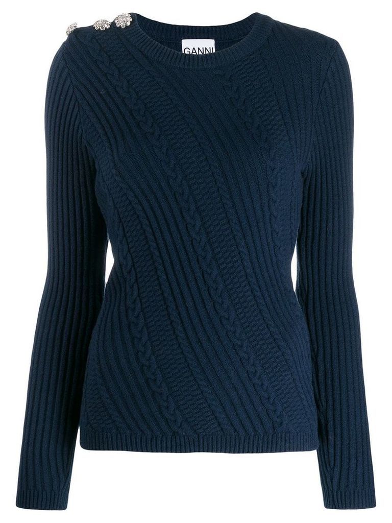 GANNI cable knit jumper - Blue