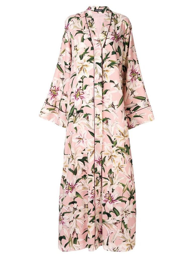 Dolce & Gabbana printed lilies kimono dress - PINK