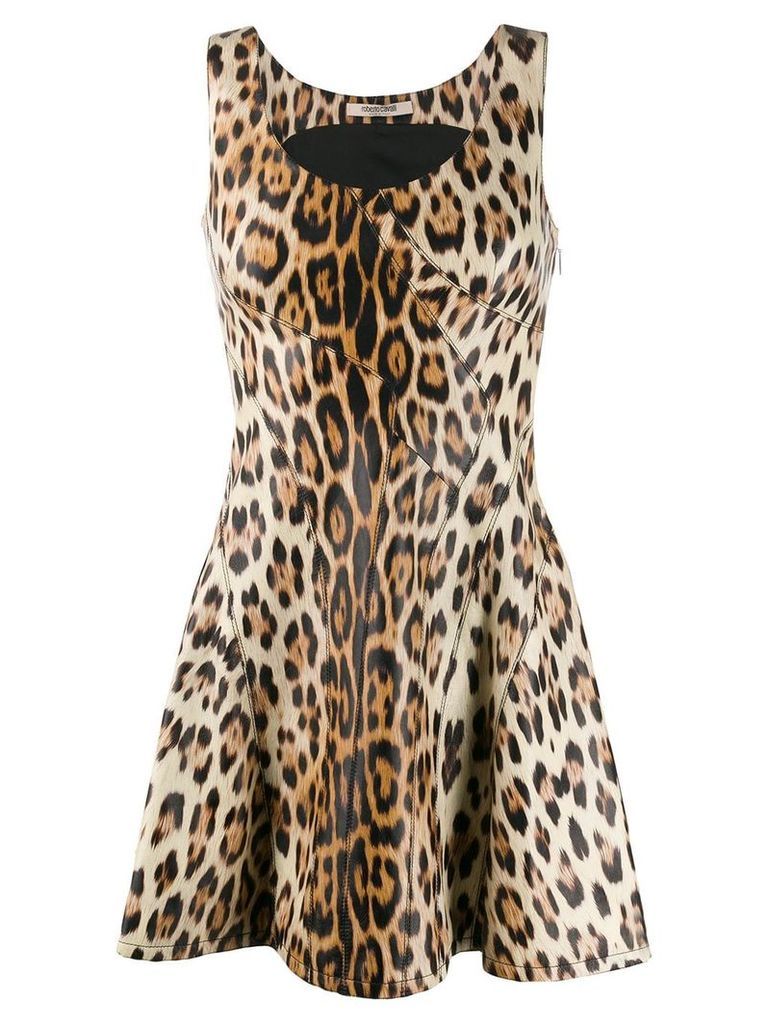 Roberto Cavalli leopard print mini dress - NEUTRALS