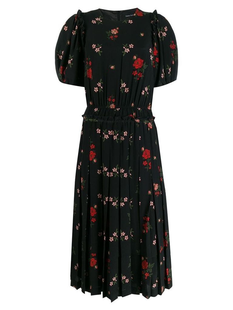 Simone Rocha pleated floral-print dress - Black