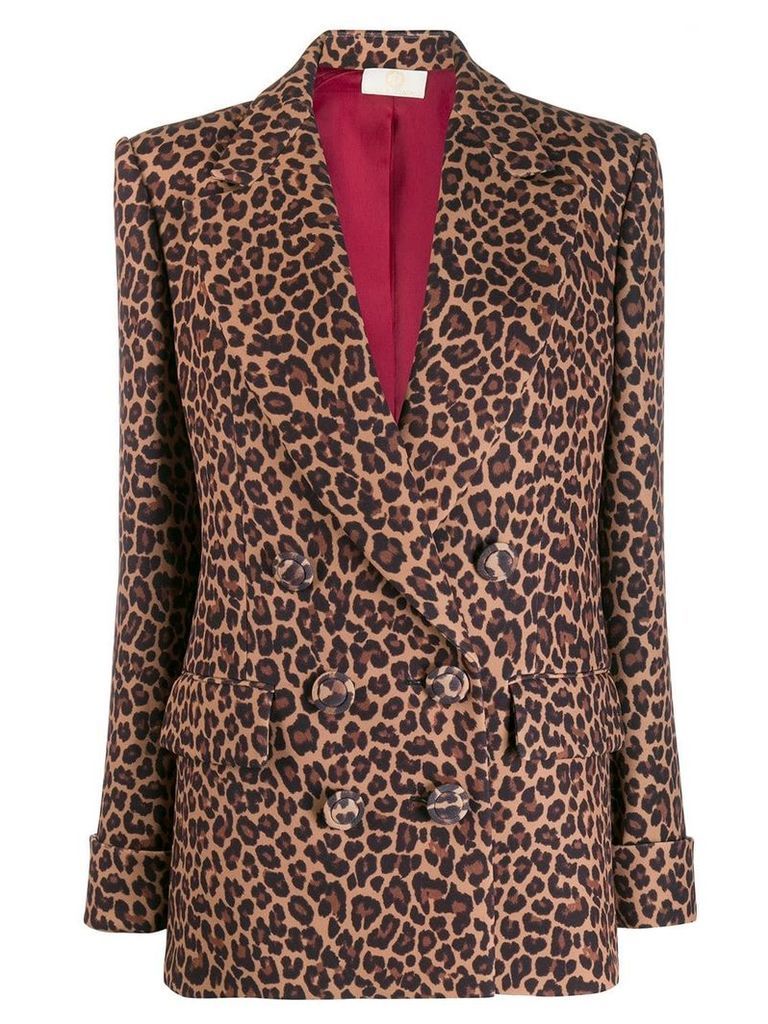 Sara Battaglia leopard print blazer - Brown