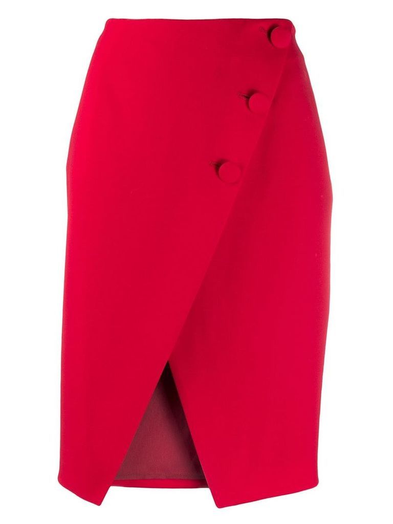 Sara Battaglia asymmetric buttoned skirt - Red