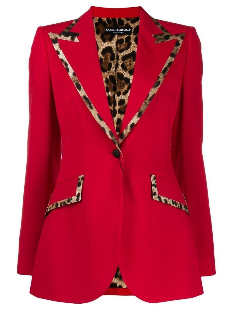 Dolce & Gabbana leopard print trim blazer jacket - Red